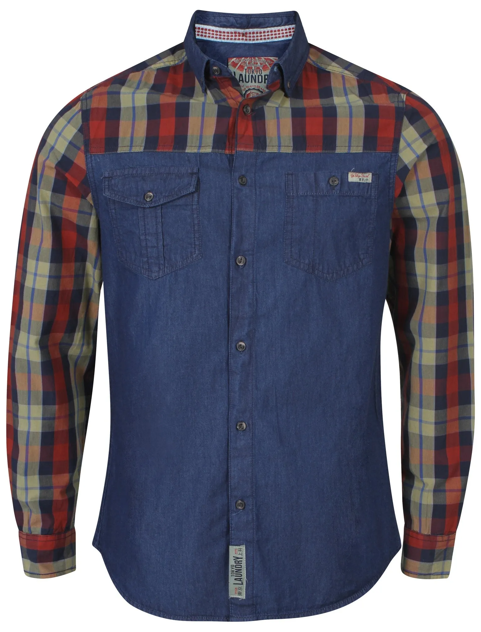 Mens Tokyo Laundry Adrian Red Long Sleeved Shirt