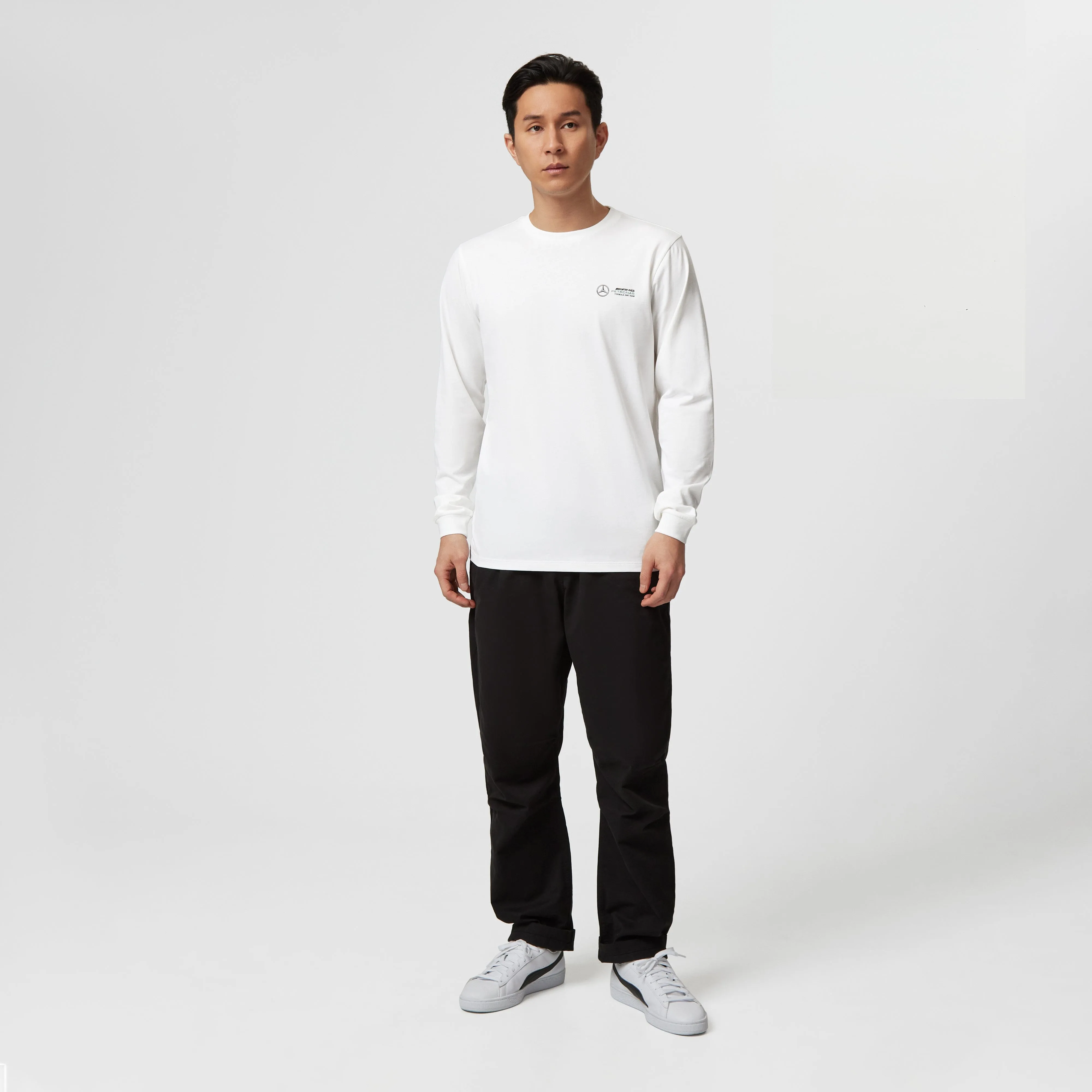 Mercedes AMG Petronas F1 Men's Long Sleeve T-Shirt - Black/White