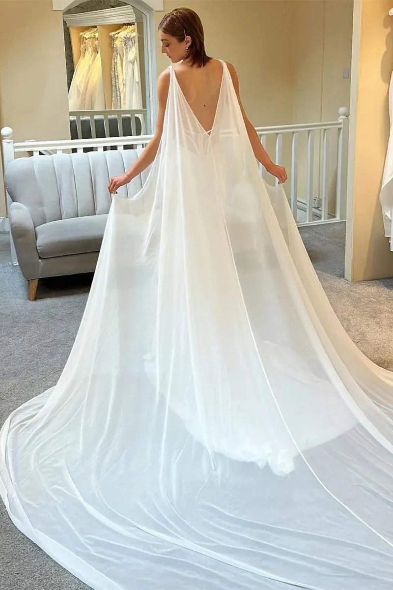 Mermaid Long Wedding Dress with Detachable Cape