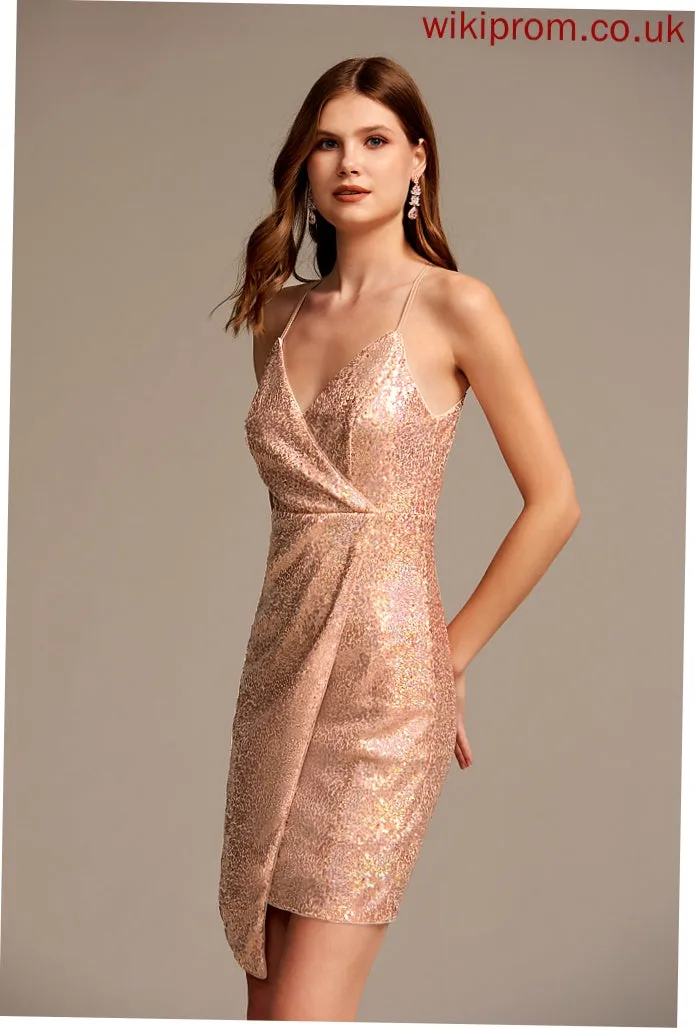 Mini Dresses Sleeveless Sexy V-Neck Sequined Bodycon Club Dresses Londyn