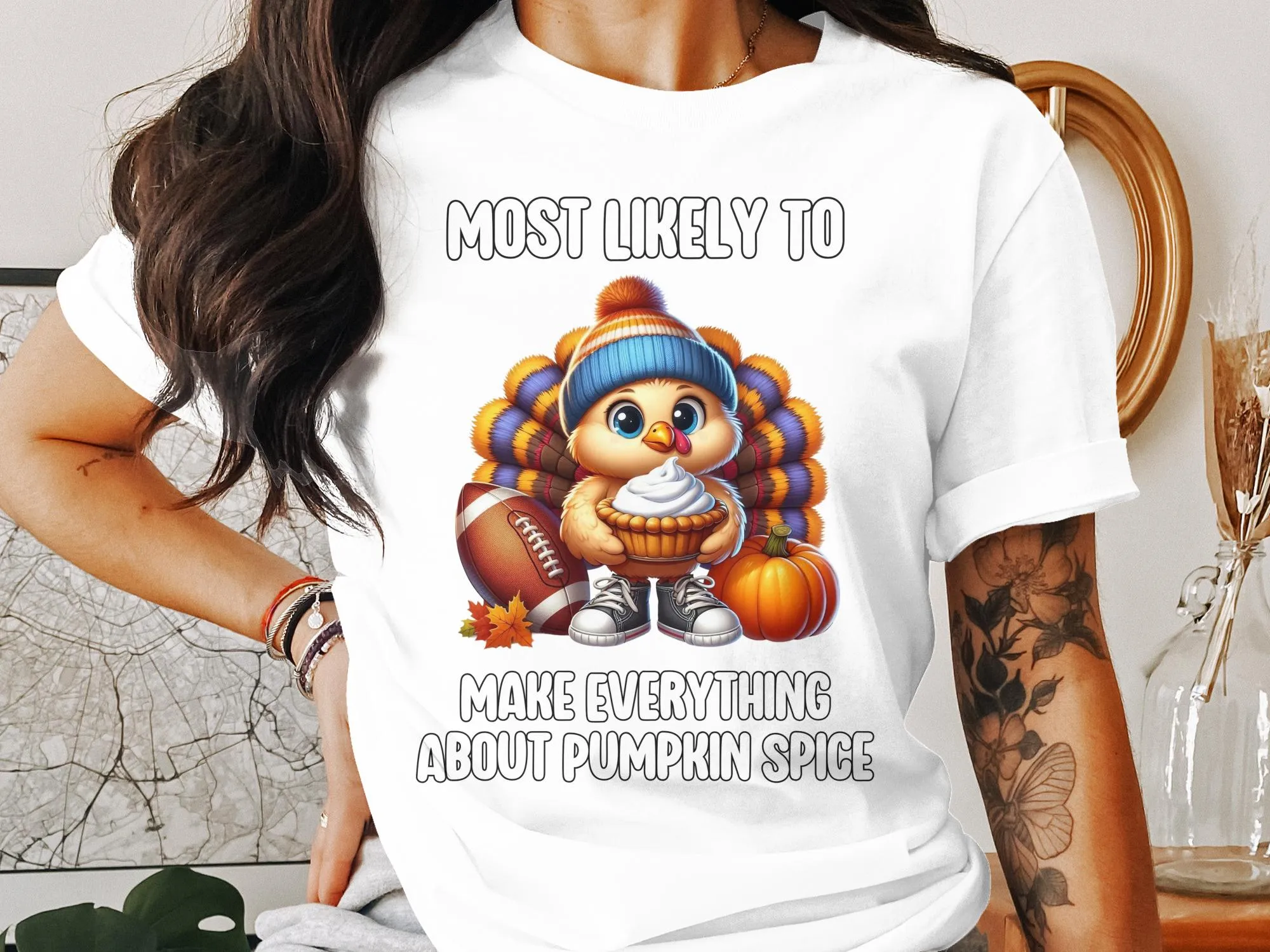 Most Likely To Make Everything About Pumpkin Spice T-Shirt, Funny Autumn Shirt, Thanksgiving Graphic Tee, Fall Season Tshirt