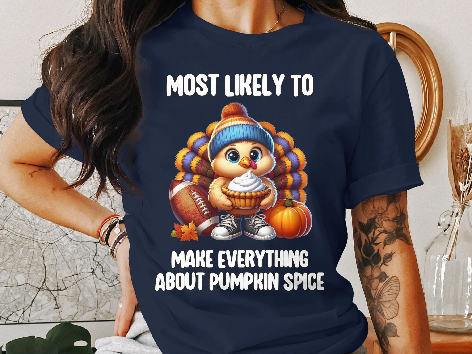 Most Likely To Make Everything About Pumpkin Spice T-Shirt, Funny Autumn Shirt, Thanksgiving Graphic Tee, Fall Season Tshirt