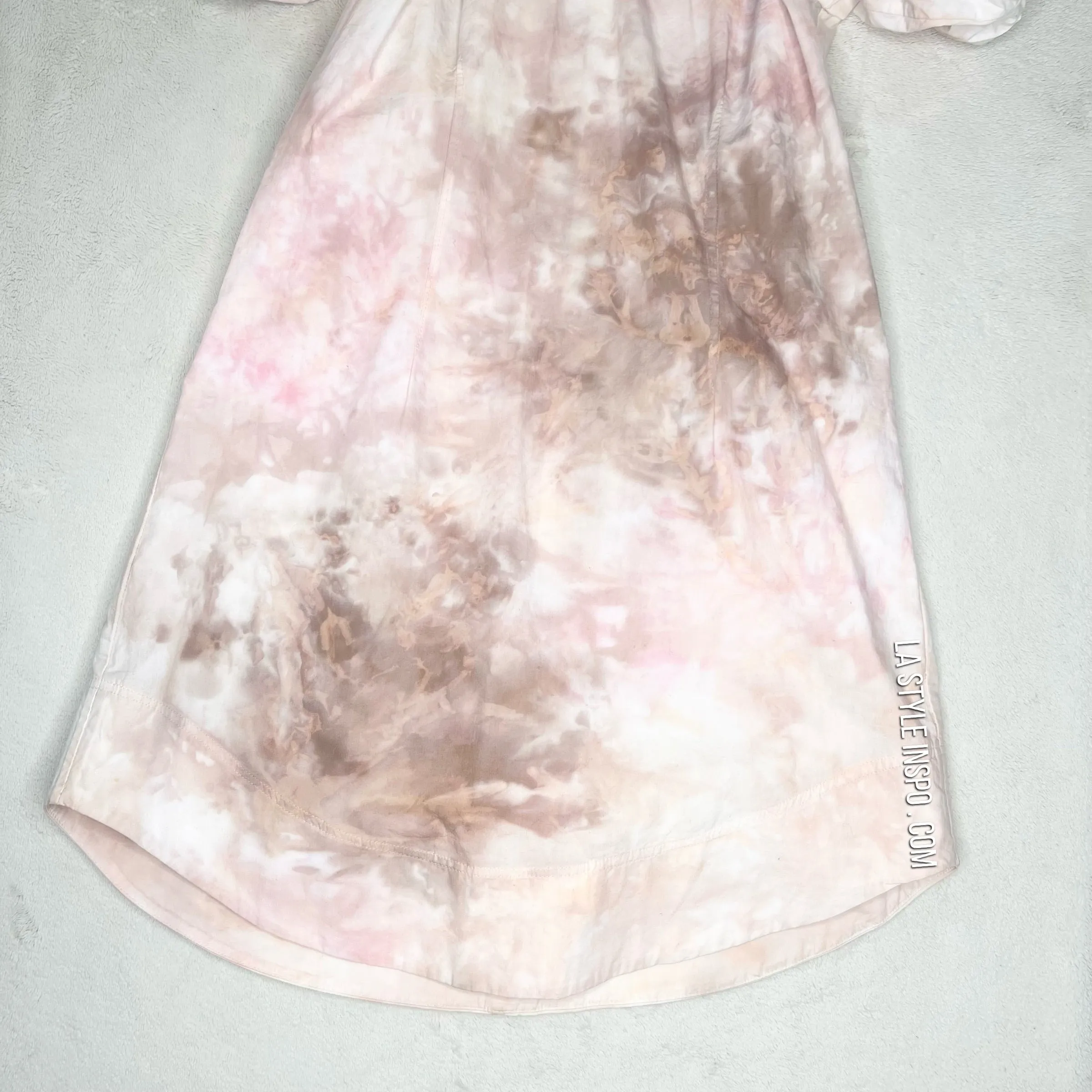 NEW ALC Puffed Sleeved Dress Pink Tie Dye As Seen On TV S