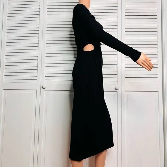 *NEW* MUCHE & MUCHETTE Miriam Black Open Hip Knit Maxi Dress