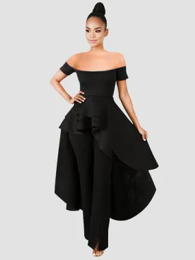 Off Shoulder Asymmetrical Bodycon Peplum Dresses Tops