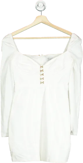 Oh Polly White Long Sleeve Bodycon Dress UK 8