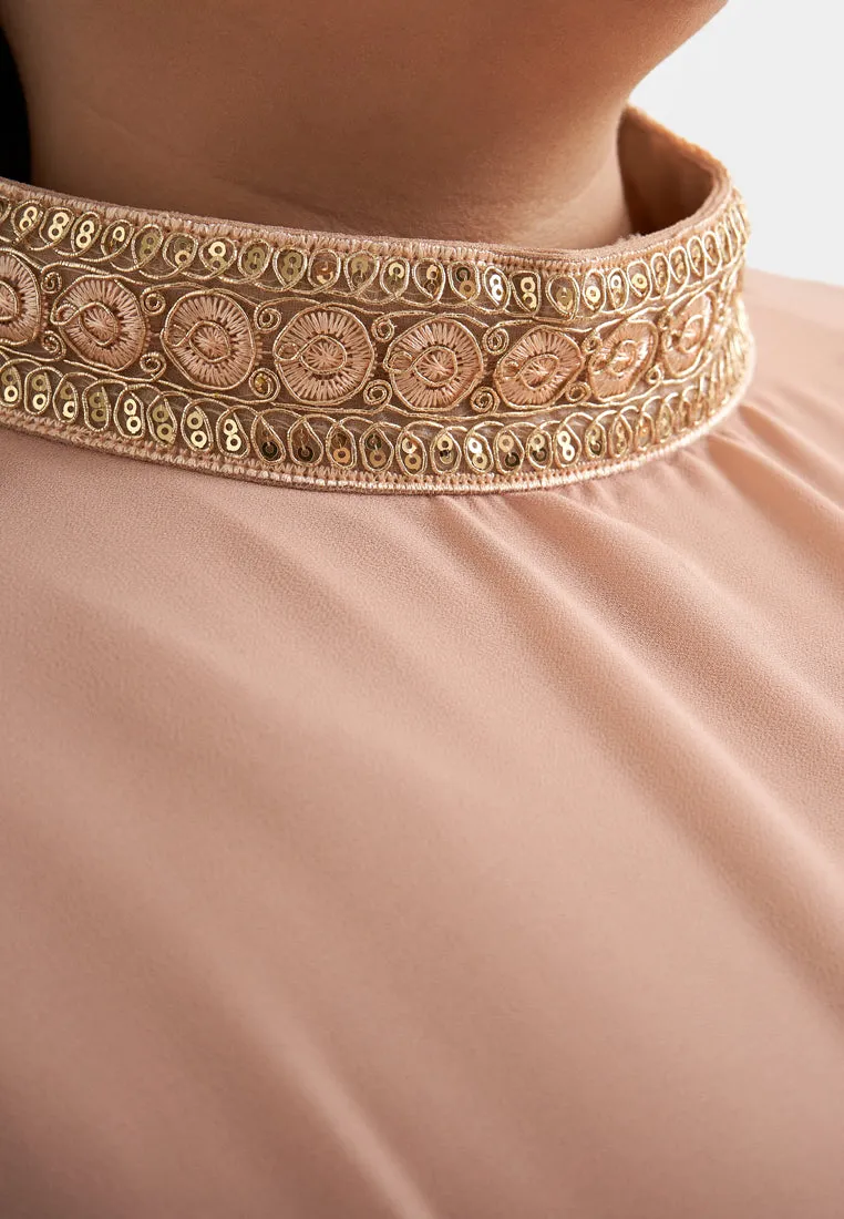 Permaisuri Elegant Trim Cape Jubah Dress