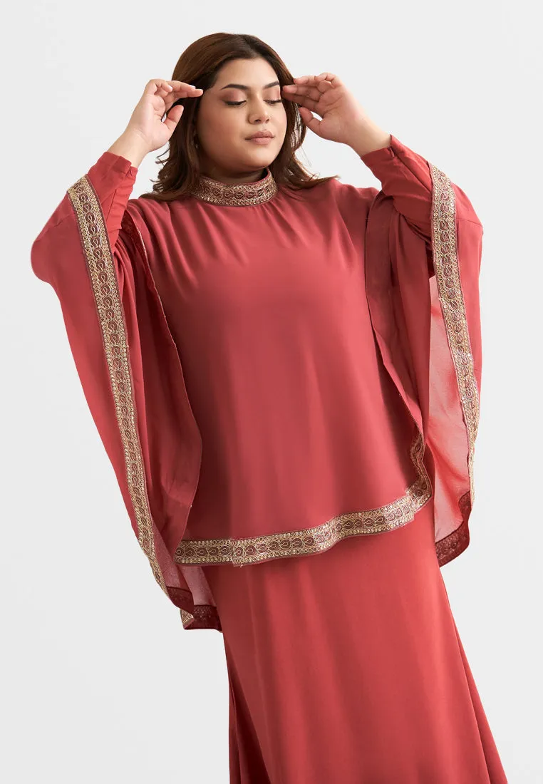 Permaisuri Elegant Trim Cape Jubah Dress