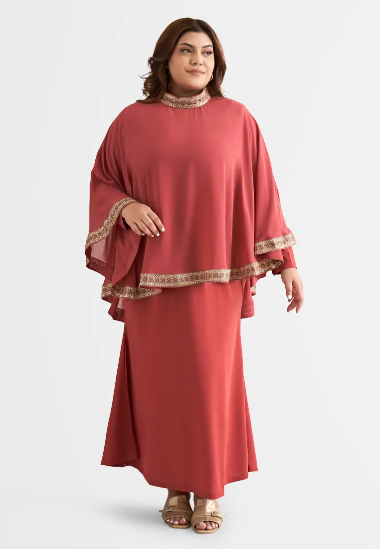 Permaisuri Elegant Trim Cape Jubah Dress