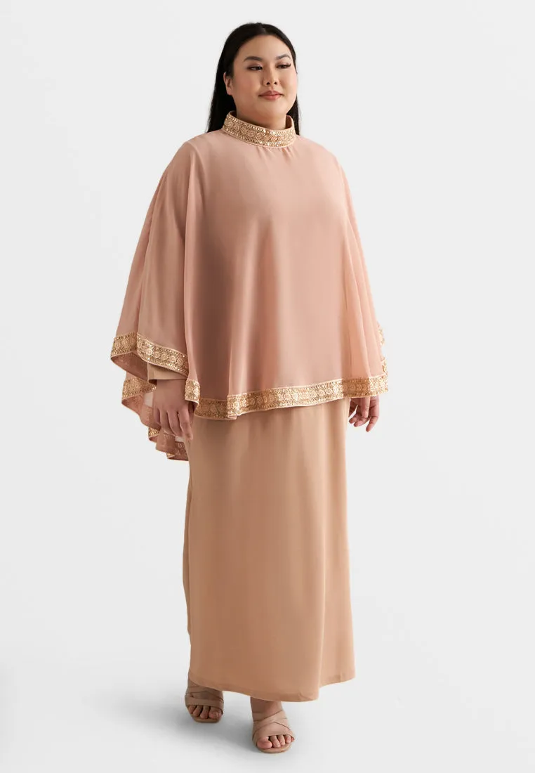 Permaisuri Elegant Trim Cape Jubah Dress