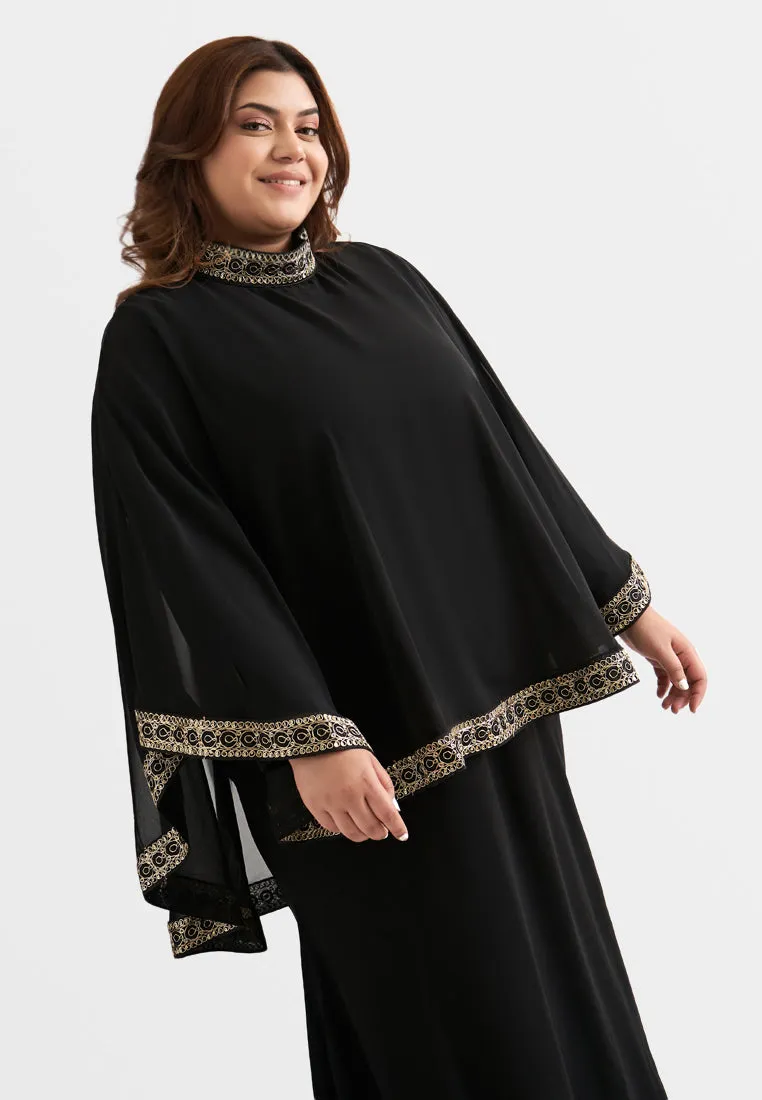 Permaisuri Elegant Trim Cape Jubah Dress