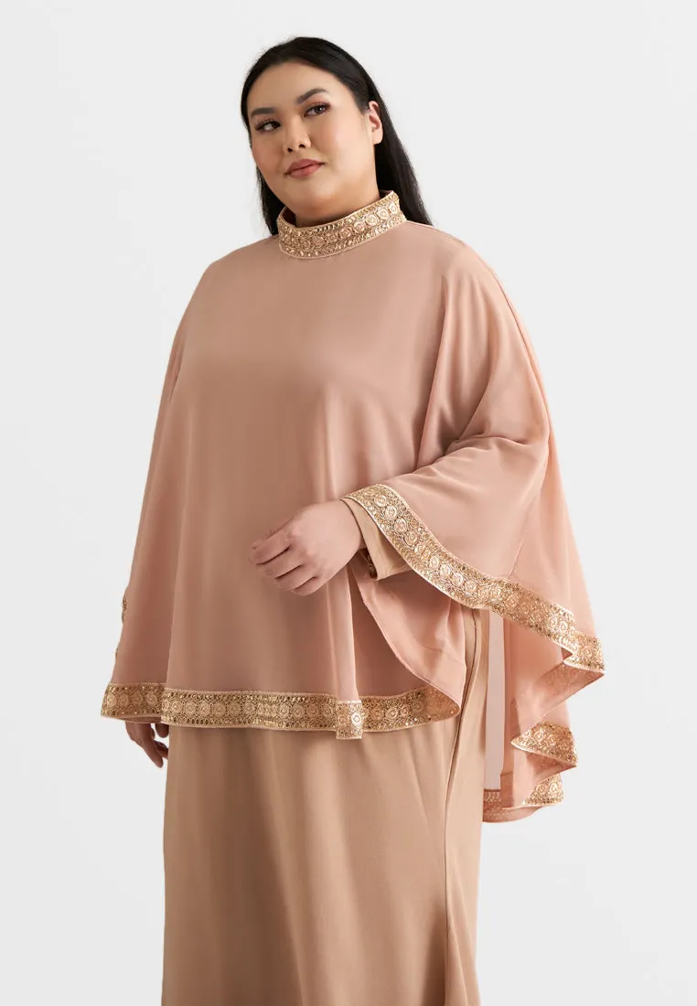 Permaisuri Elegant Trim Cape Jubah Dress