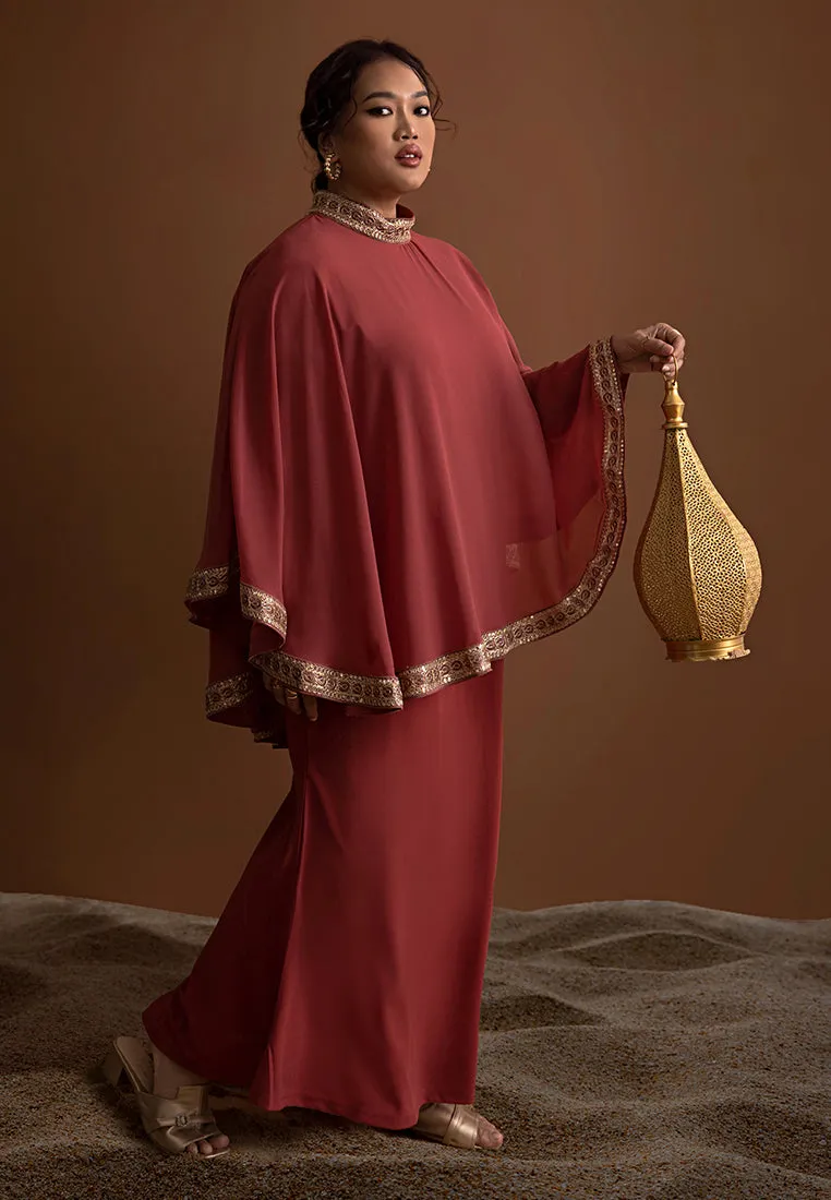 Permaisuri Elegant Trim Cape Jubah Dress