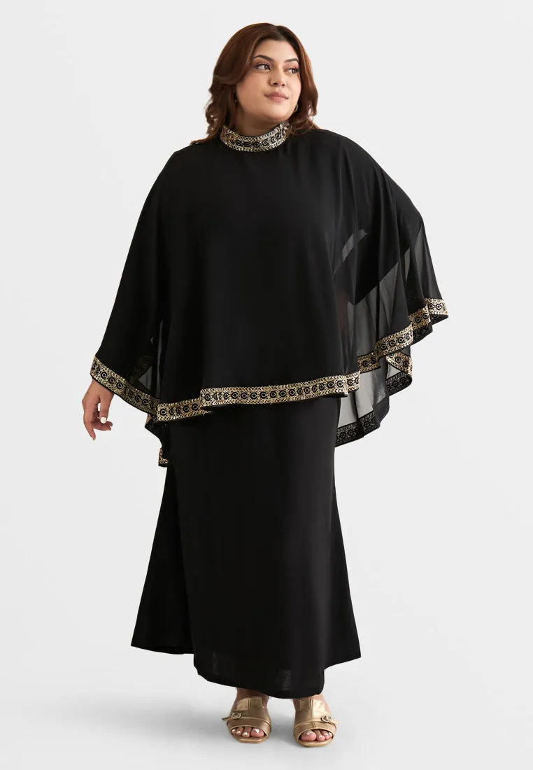 Permaisuri Elegant Trim Cape Jubah Dress
