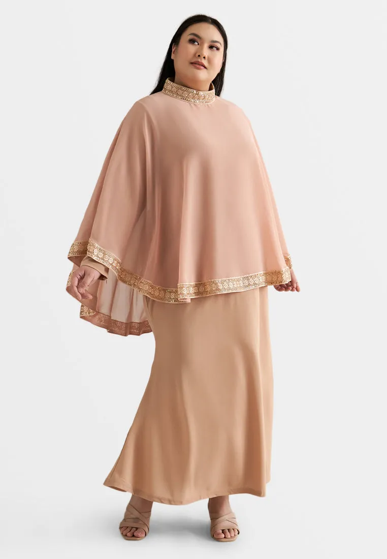 Permaisuri Elegant Trim Cape Jubah Dress