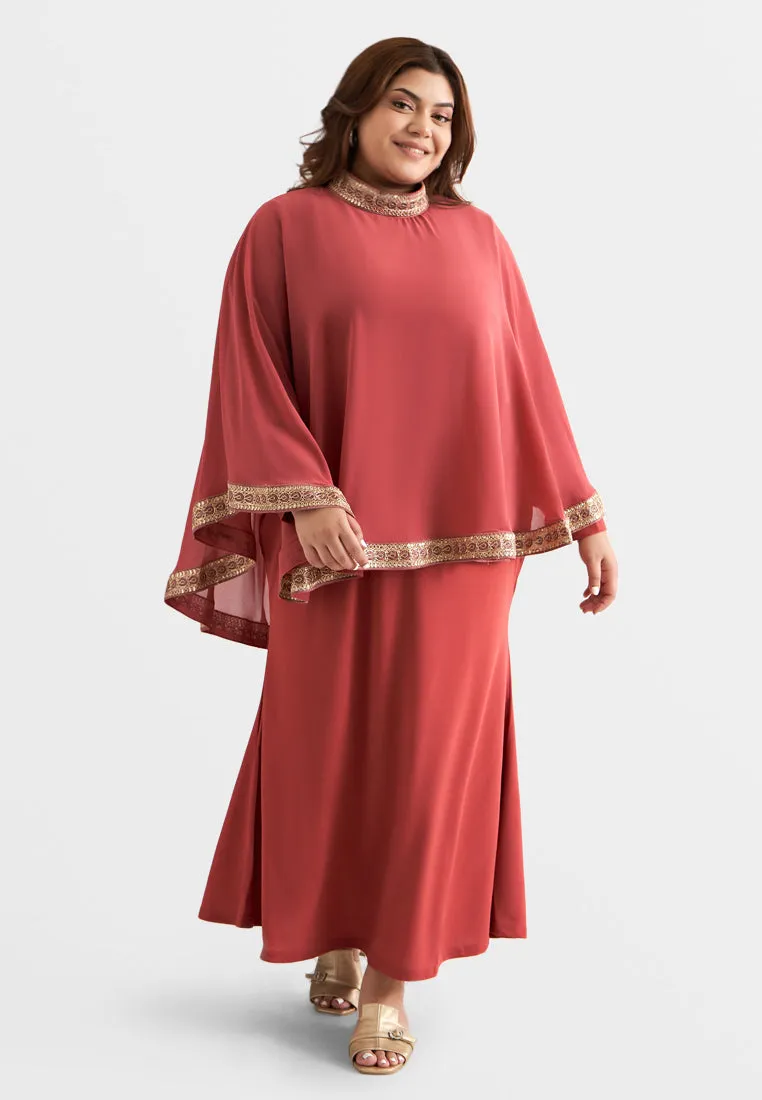 Permaisuri Elegant Trim Cape Jubah Dress