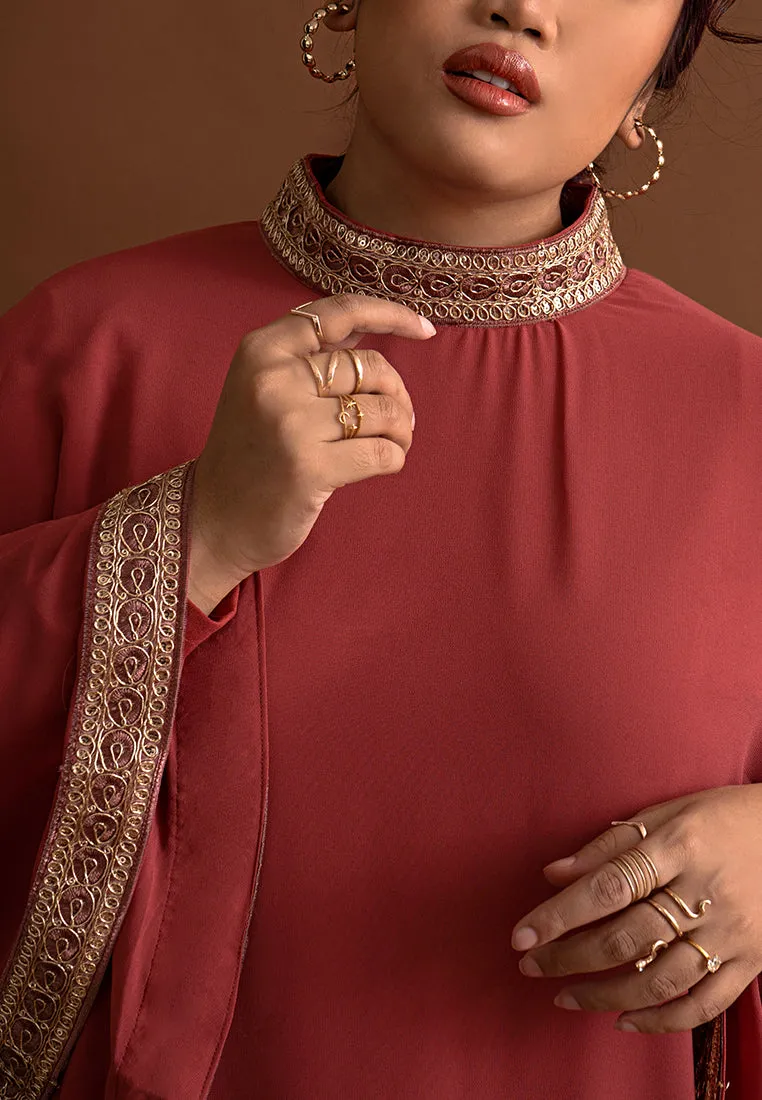 Permaisuri Elegant Trim Cape Jubah Dress