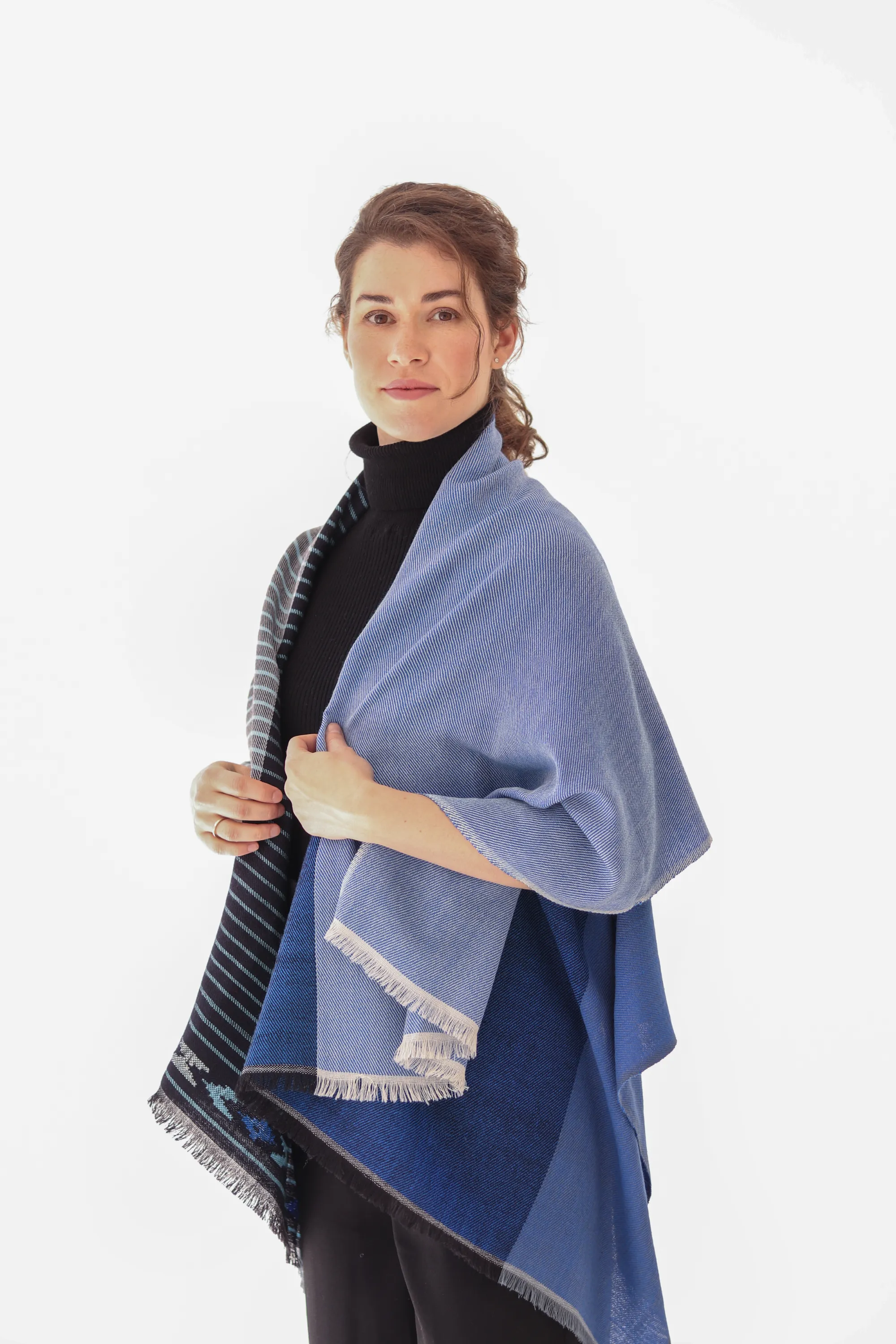 PETITE Light Wool Cape Fusion Blue
