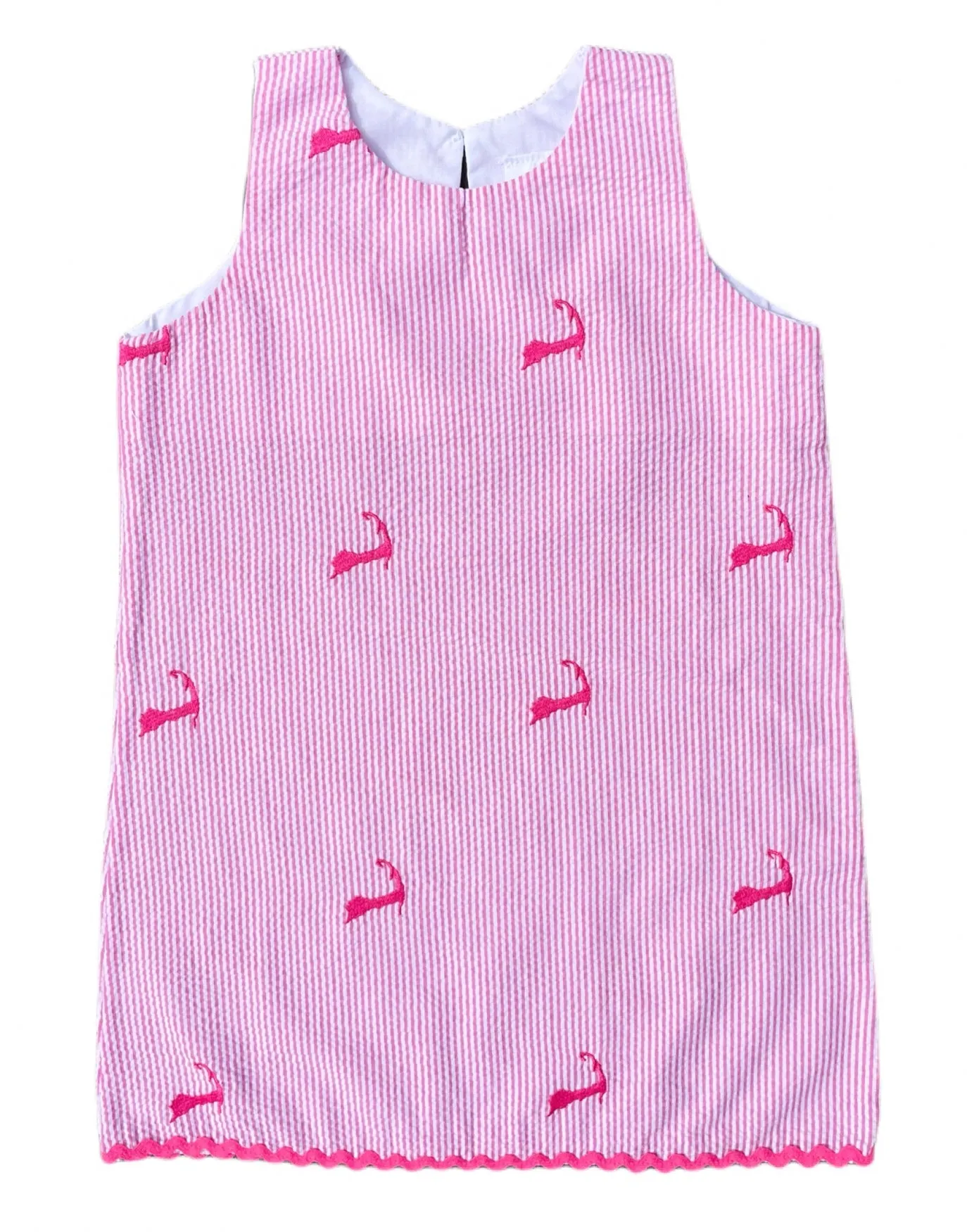 Pink Seersucker Dress with Pink Embroidered Cape Cods