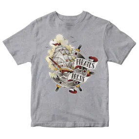 Pirates Press - Full Color Tattoo Ship - Grey - T-Shirt