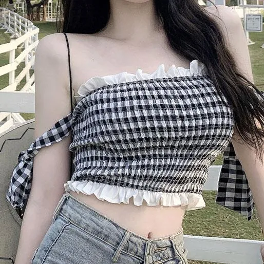 Plaid Bow Ruffle Top SD01337
