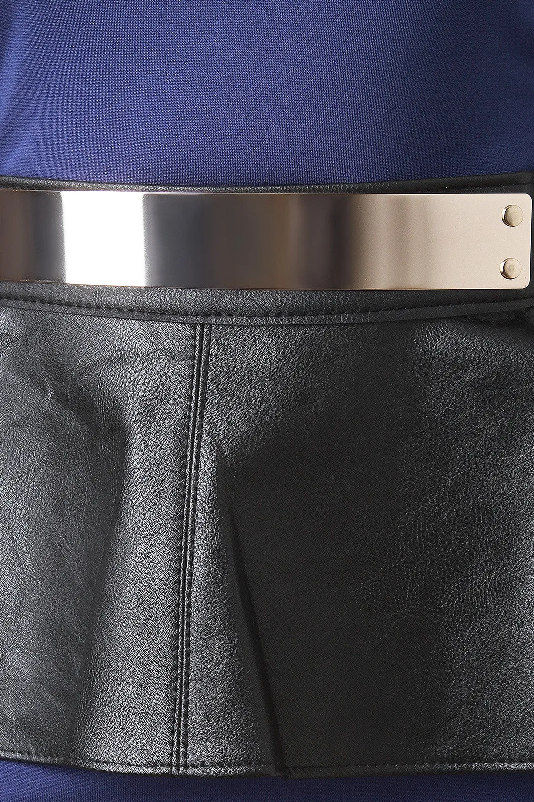 Plate Front Vegan Leather Peplum Belt