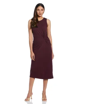 Ponte Knit Twist Front Midi Dress