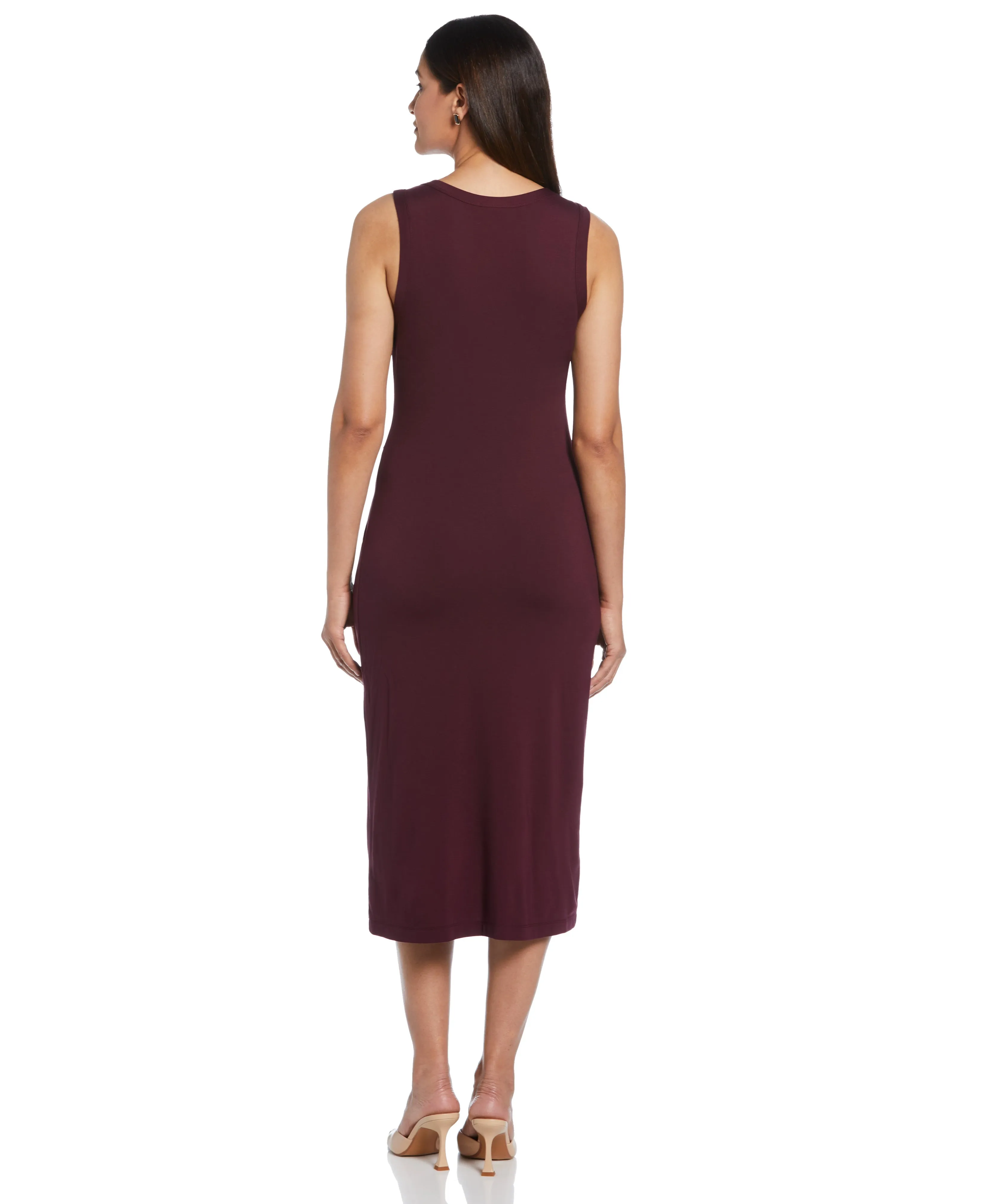 Ponte Knit Twist Front Midi Dress