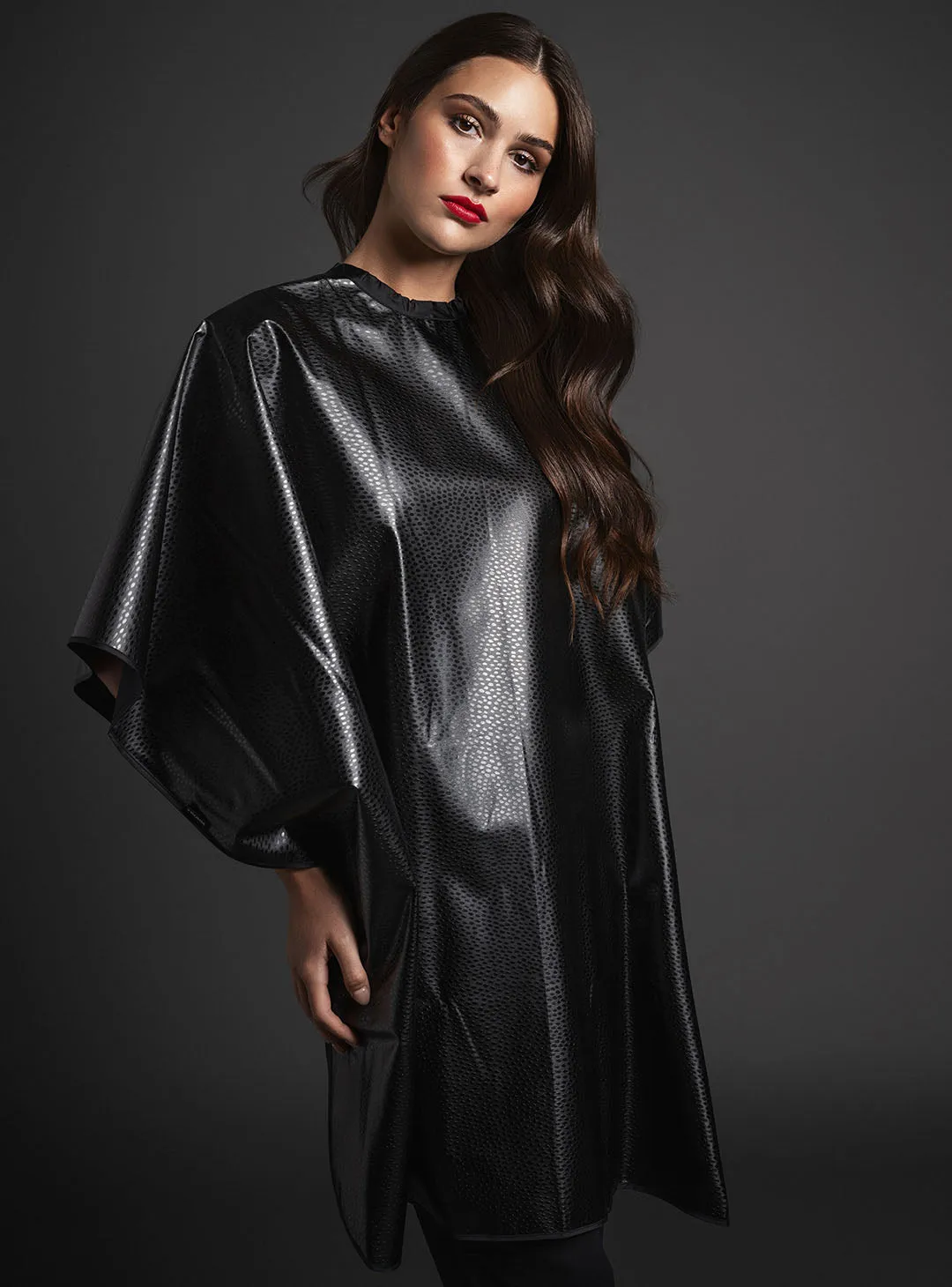 Premium Client Embossed All Purpose Salon Cape - Black