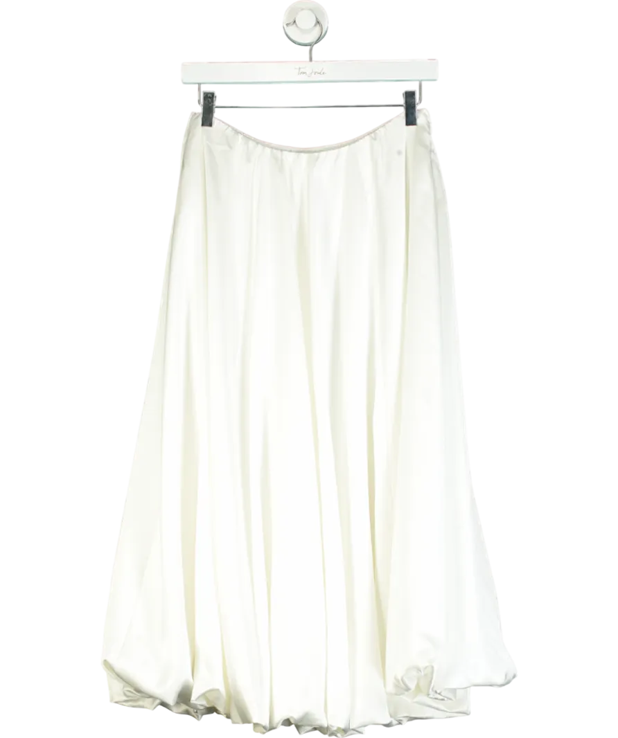 PROD White Printed Satin Midi Puff Skirt UK M