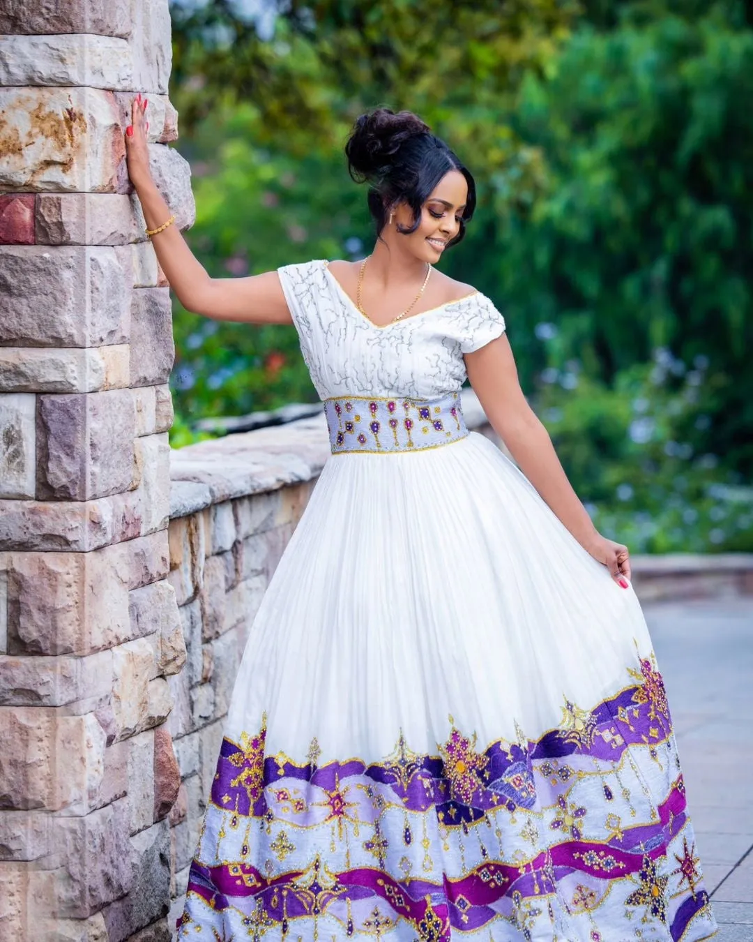 Purple Habesha Couples Outfit Stunning Design with Elegant Flair Ethiopian Couples Outfit