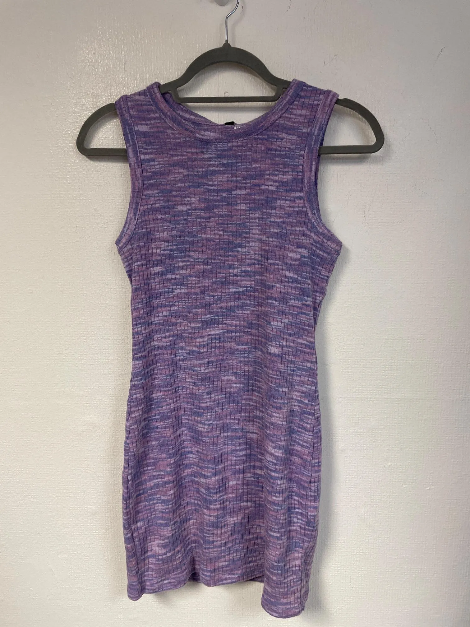 Purple spacedye ribbed bodycon, H&M, Size 8 (Elastane, Viscose, Polyester)