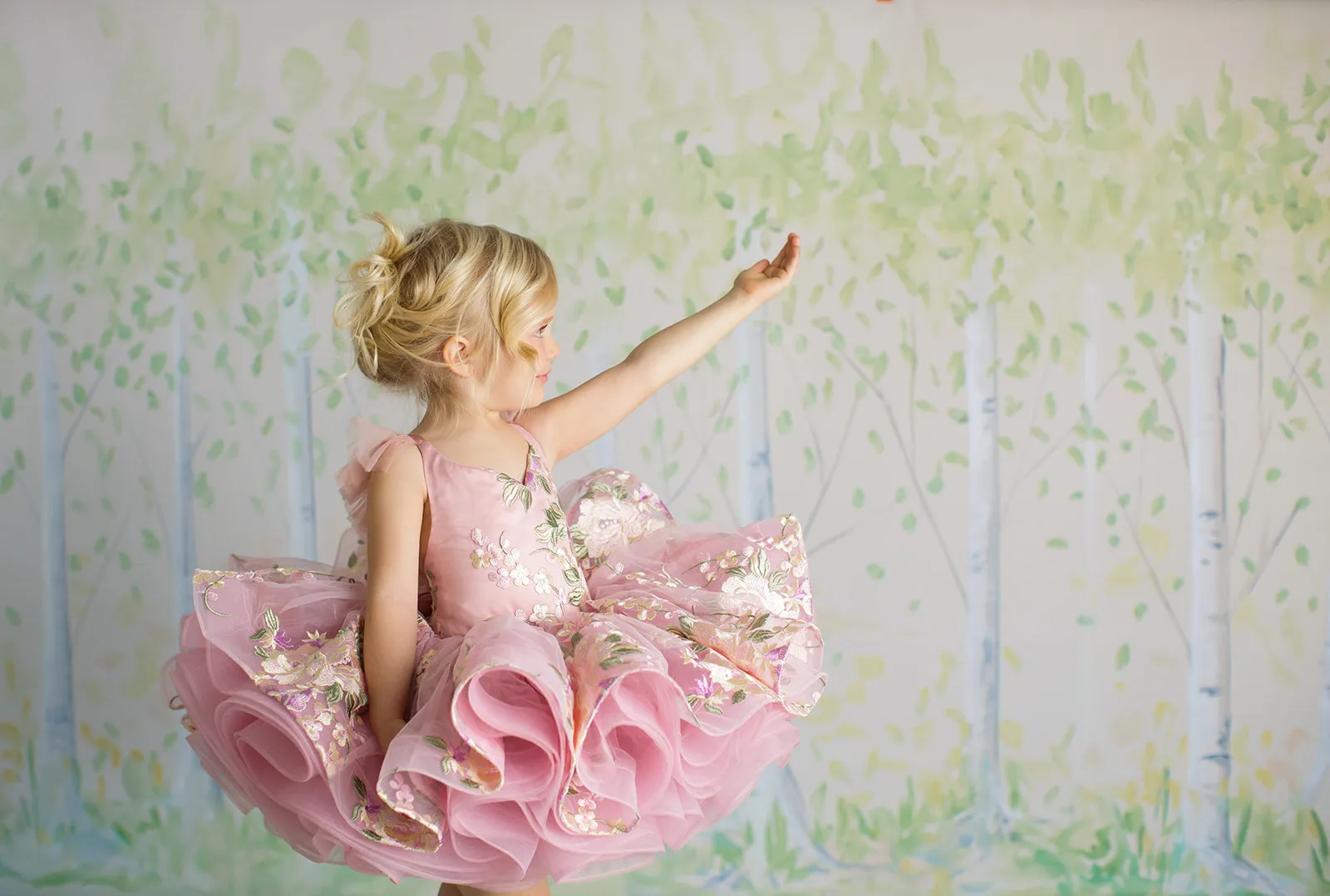 "Brynn" -  Blush Petal Length Dress ( 3 Year - Petite 4 Year)