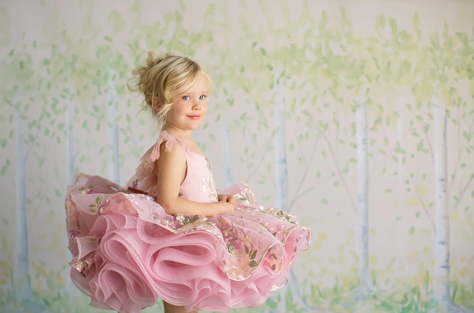 "Brynn" -  Blush Petal Length Dress ( 3 Year - Petite 4 Year)