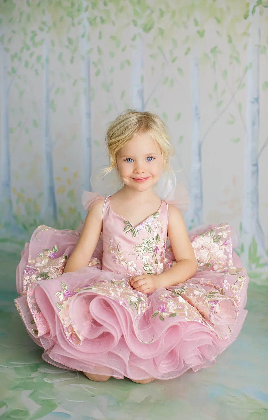 "Brynn" -  Blush Petal Length Dress ( 3 Year - Petite 4 Year)