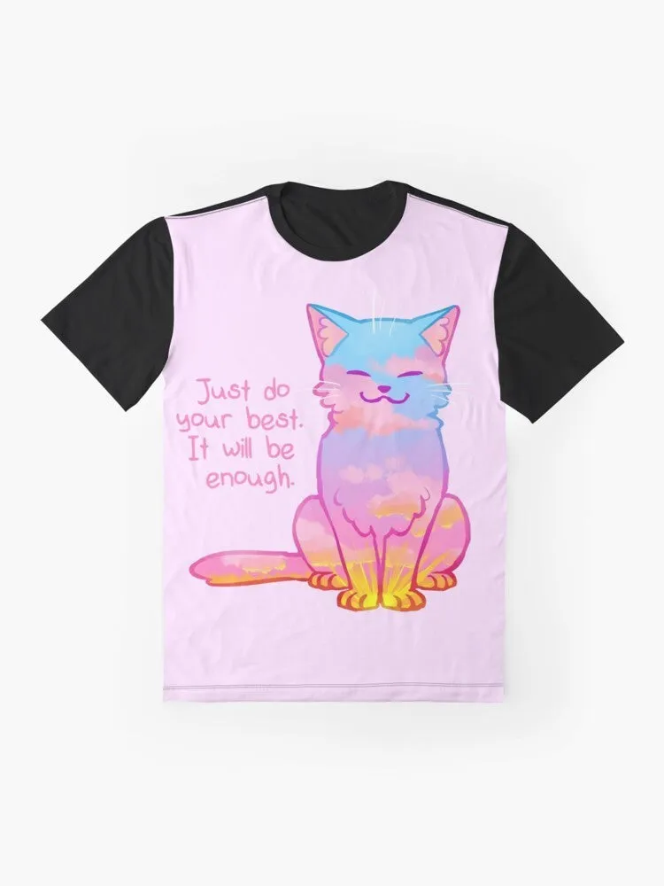 "Sunset Cat Affirmation" Graphic T-Shirt
