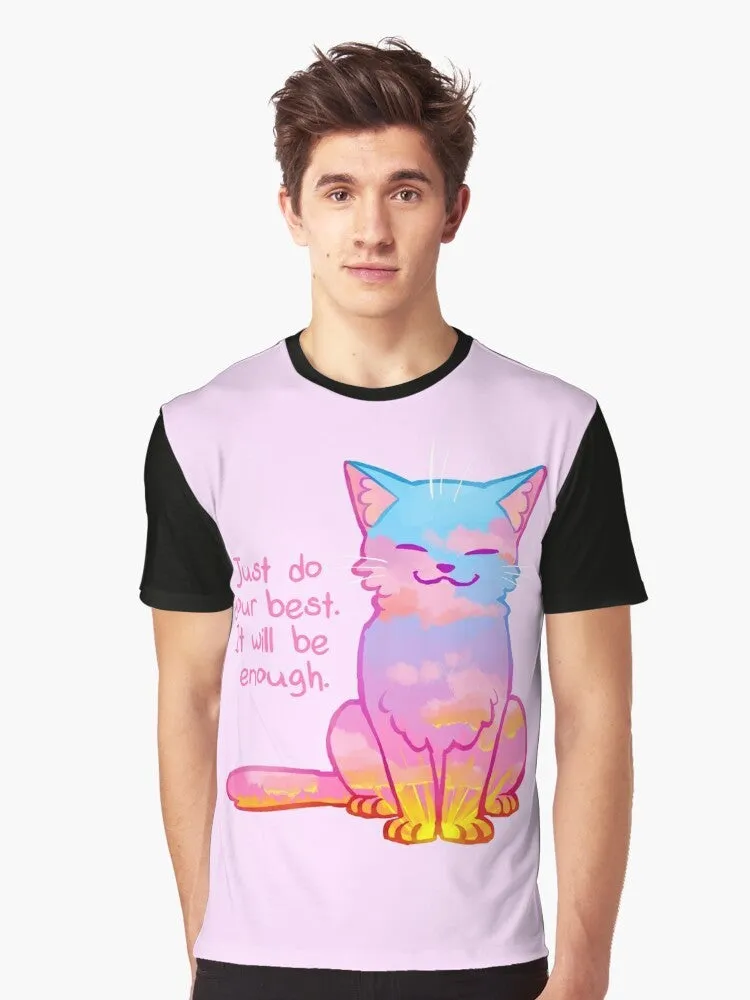 "Sunset Cat Affirmation" Graphic T-Shirt