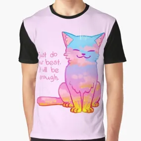 "Sunset Cat Affirmation" Graphic T-Shirt
