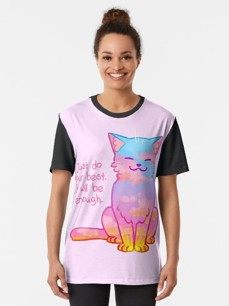 "Sunset Cat Affirmation" Graphic T-Shirt