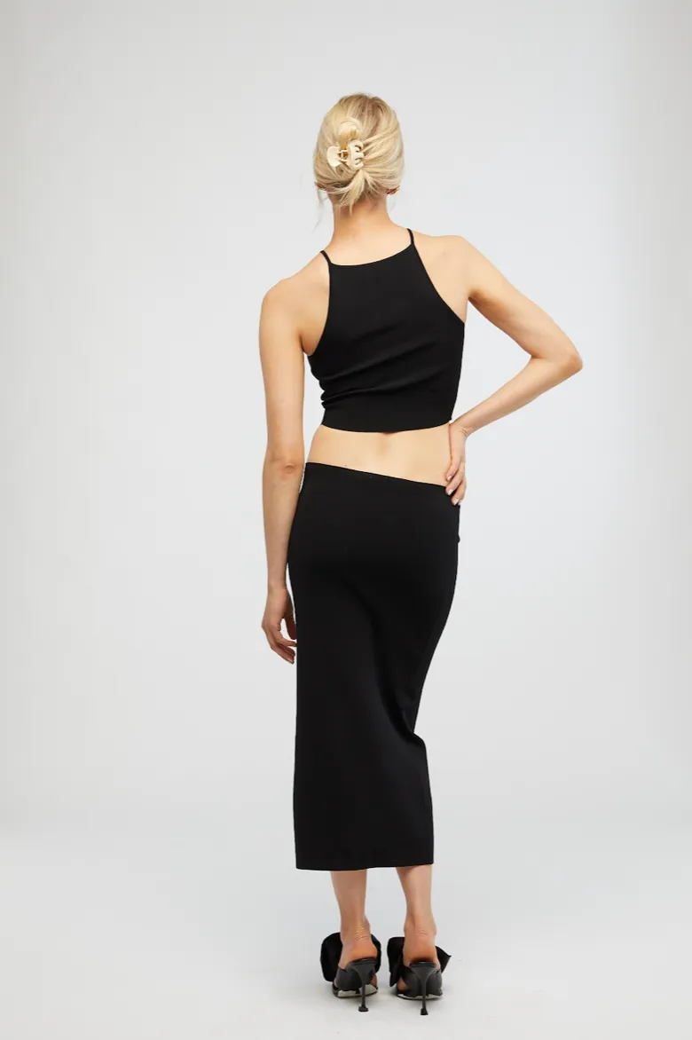 Rib Midi Skirt Black