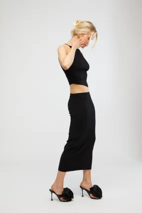 Rib Midi Skirt Black