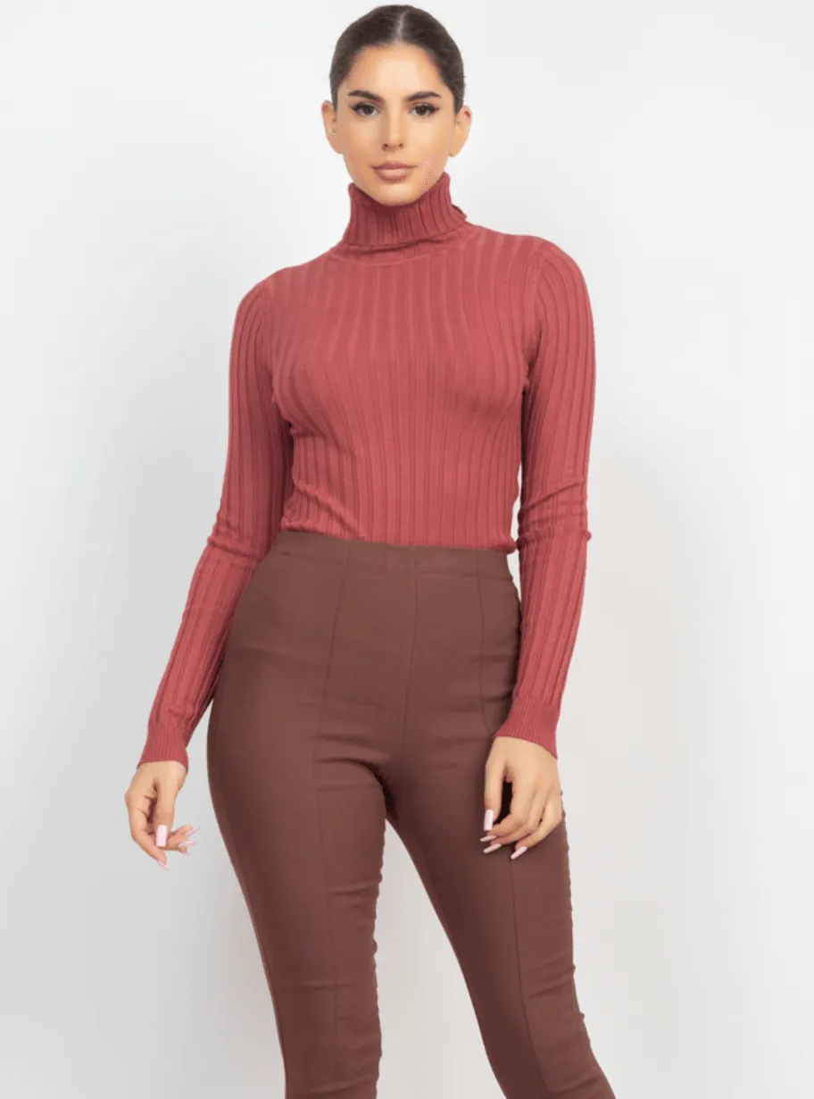 Ribbed long sleeve turtleneck sweater HMSW50167