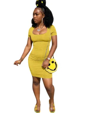 Ruched Stretchy Bodycon Mini Dresses