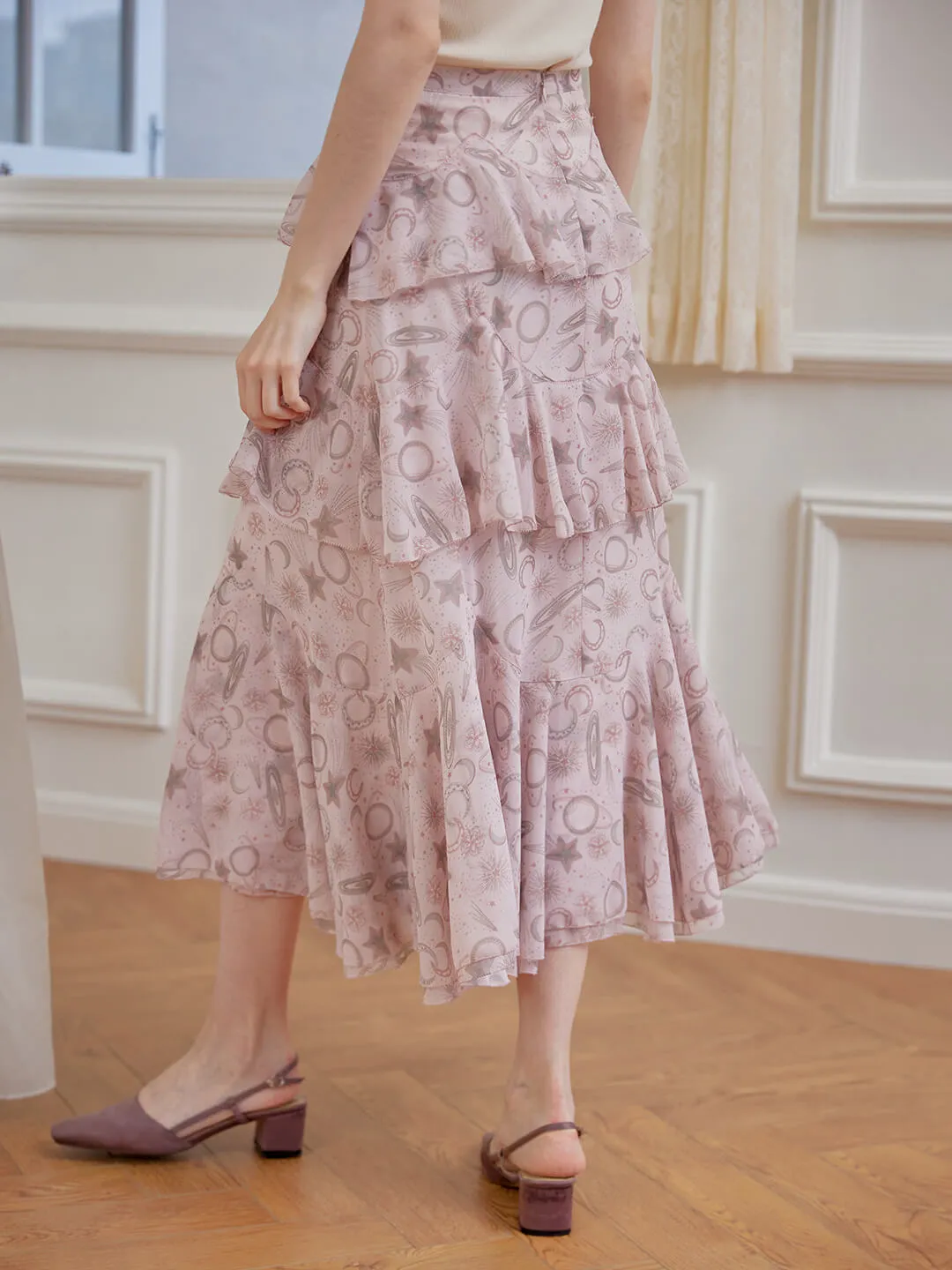 Rylee Printed Light Purple Layered Skirt