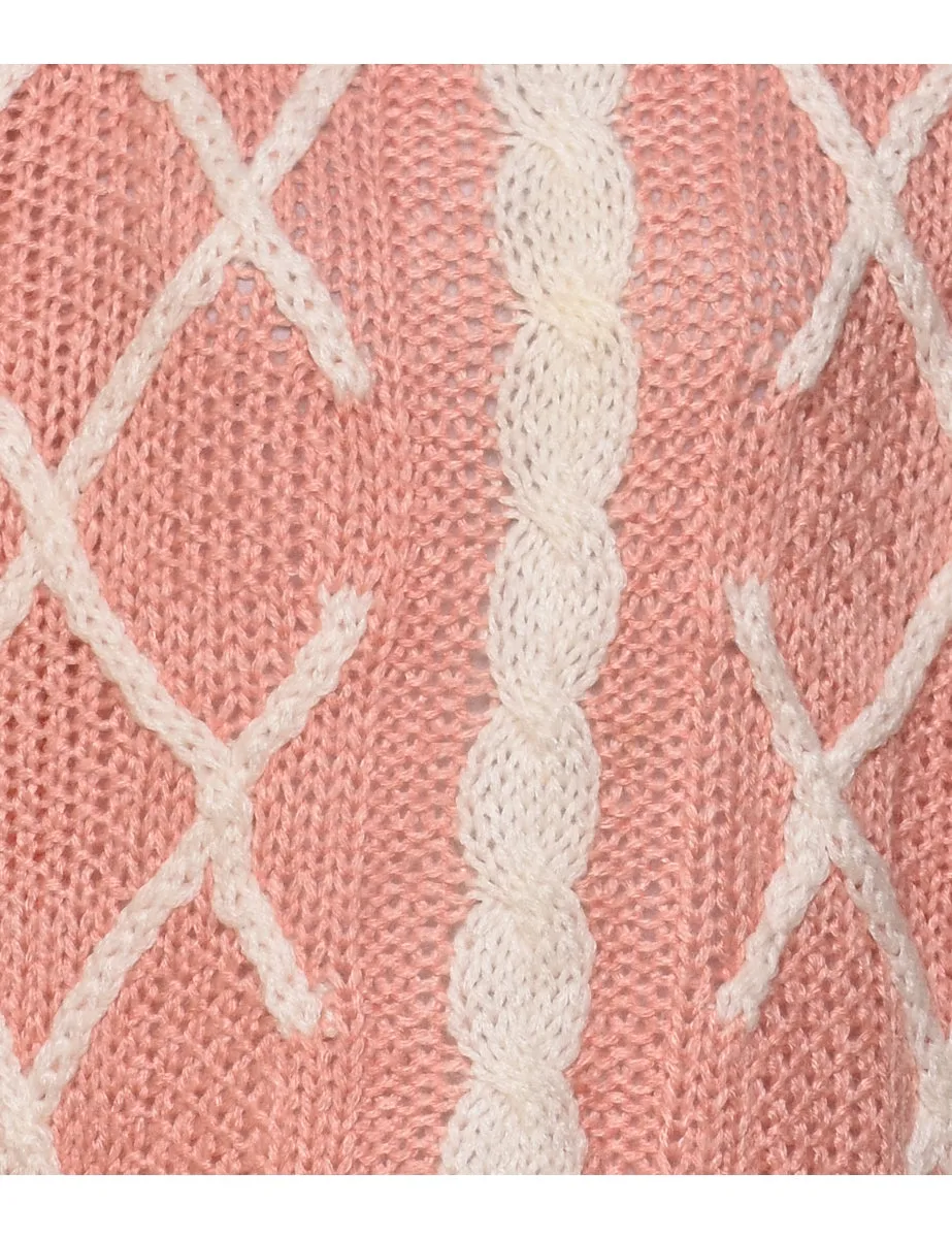 Salmon Pink Turtleneck Jumper - L