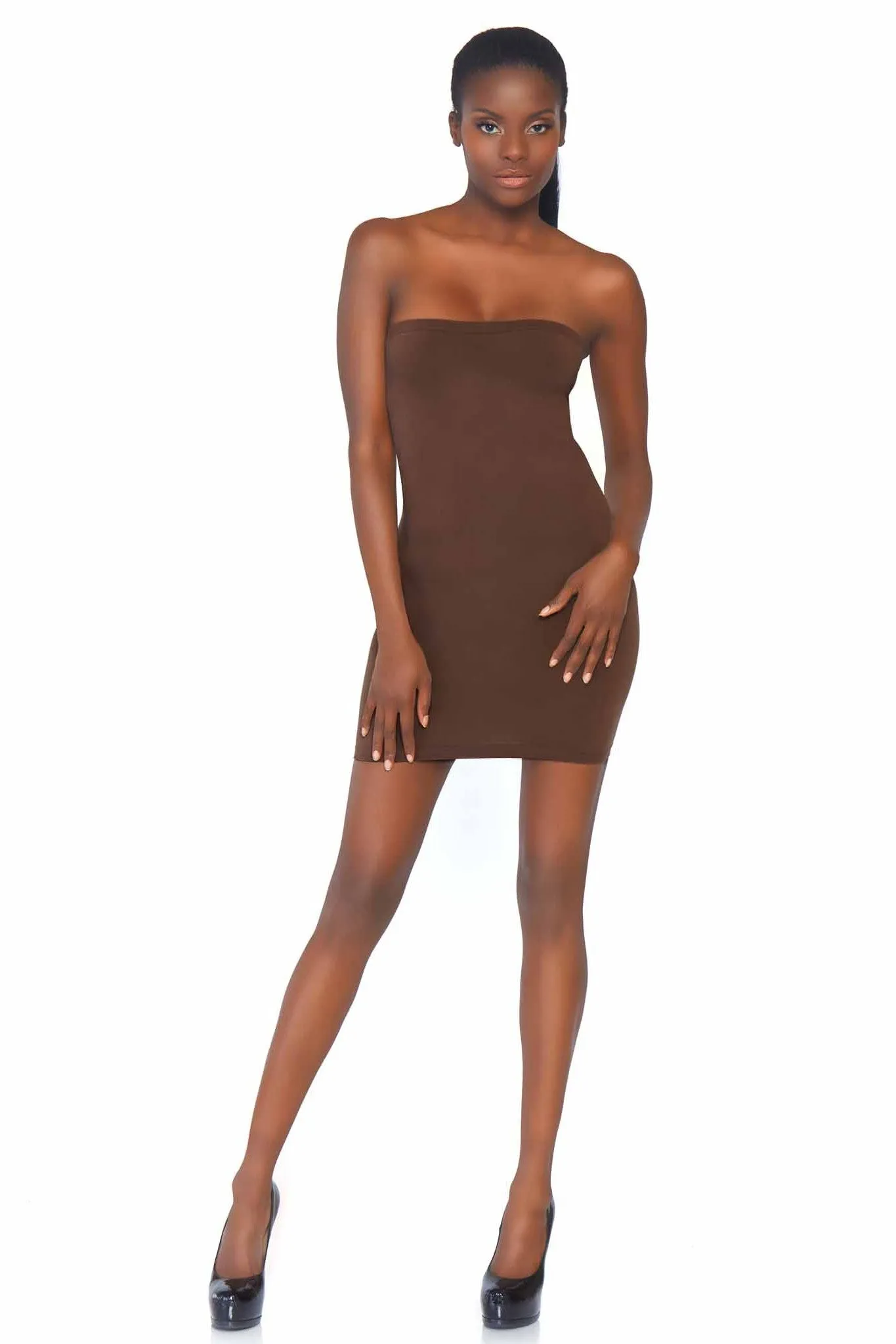 Seamless Opaque Microfiber Bodycon Tube Dress