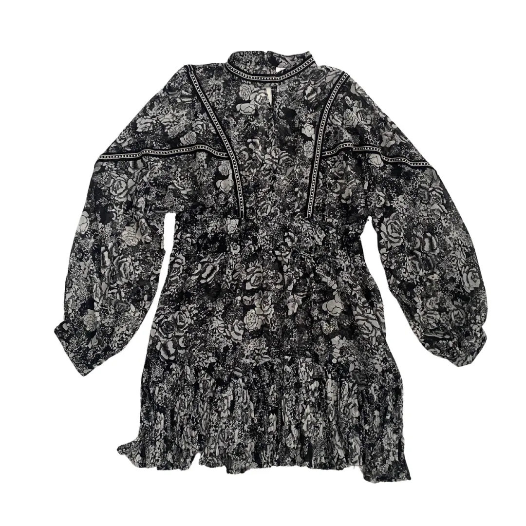 Sheer Floral Mini Dress Black SIZE 16