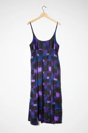 Silk Slip Dress in Purple Multi