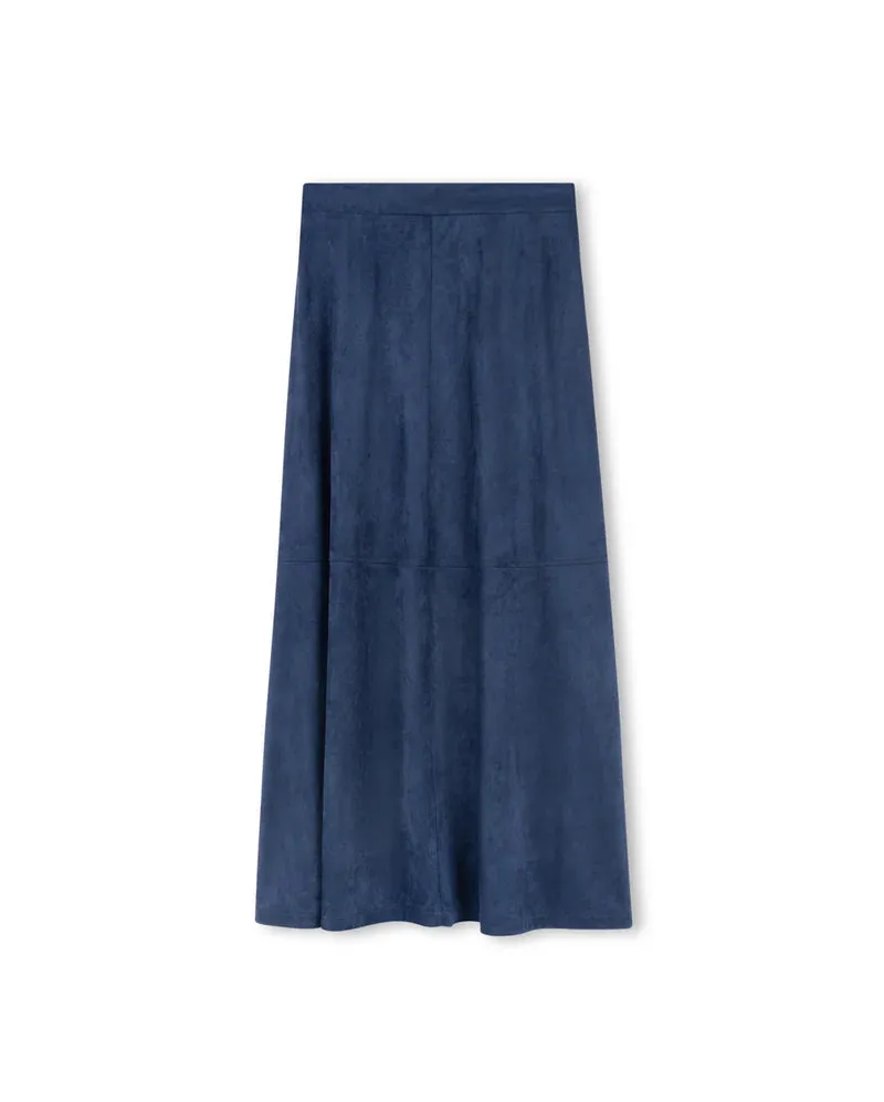skirt midi suede - navy