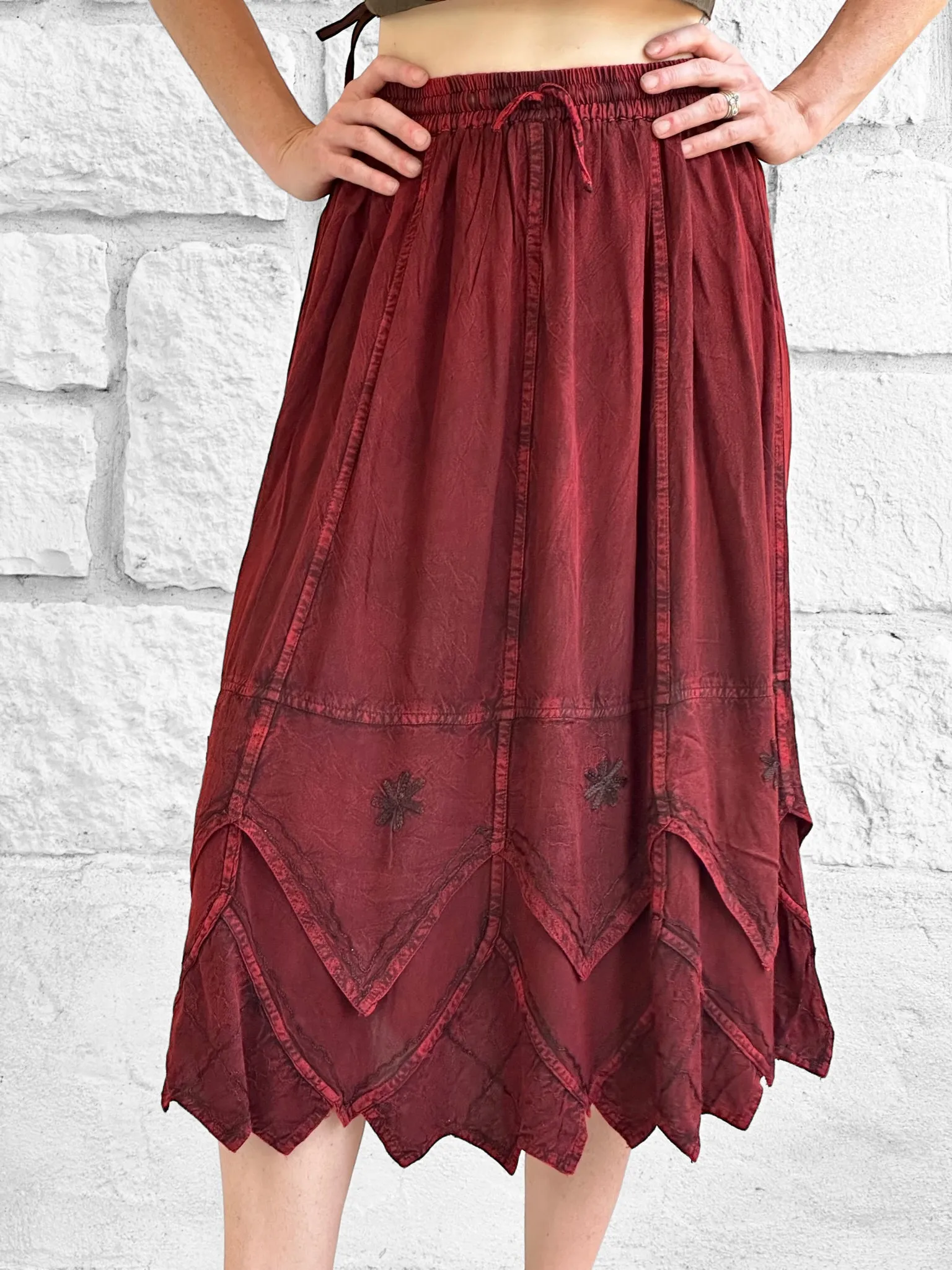 'Snowflake Skirt' - Stone Dark Red